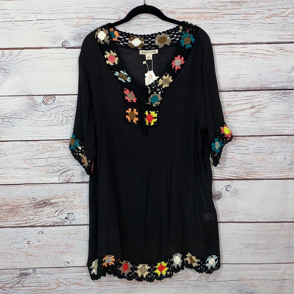 Beach by Exist - Beach Tunic Black & Multi Colors